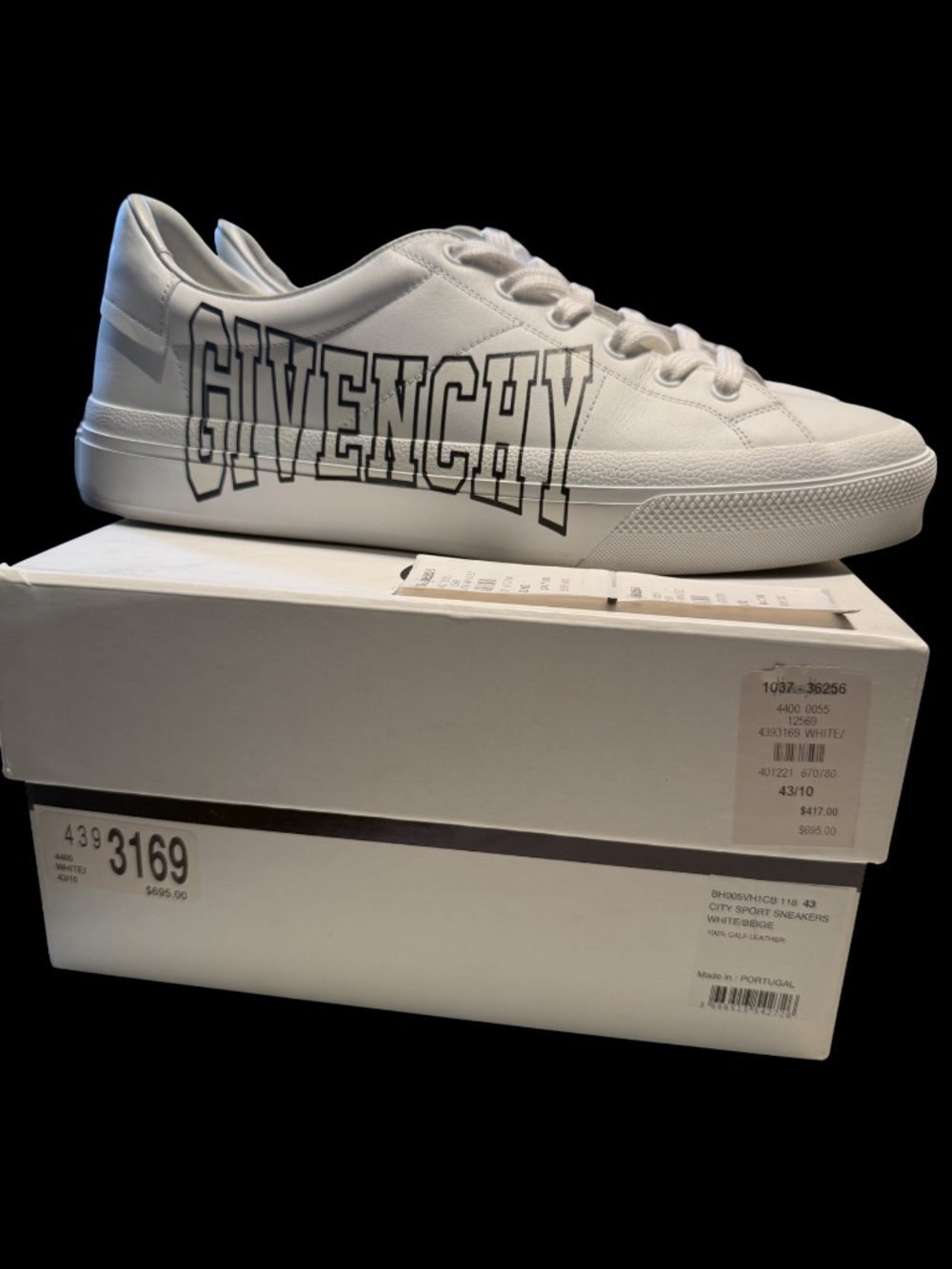 Givenchy City Sport Sneakers White/Beige College Logo | Size 43/US 10 | Near New